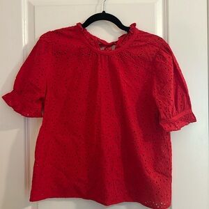 Madewell red eyelet blouse